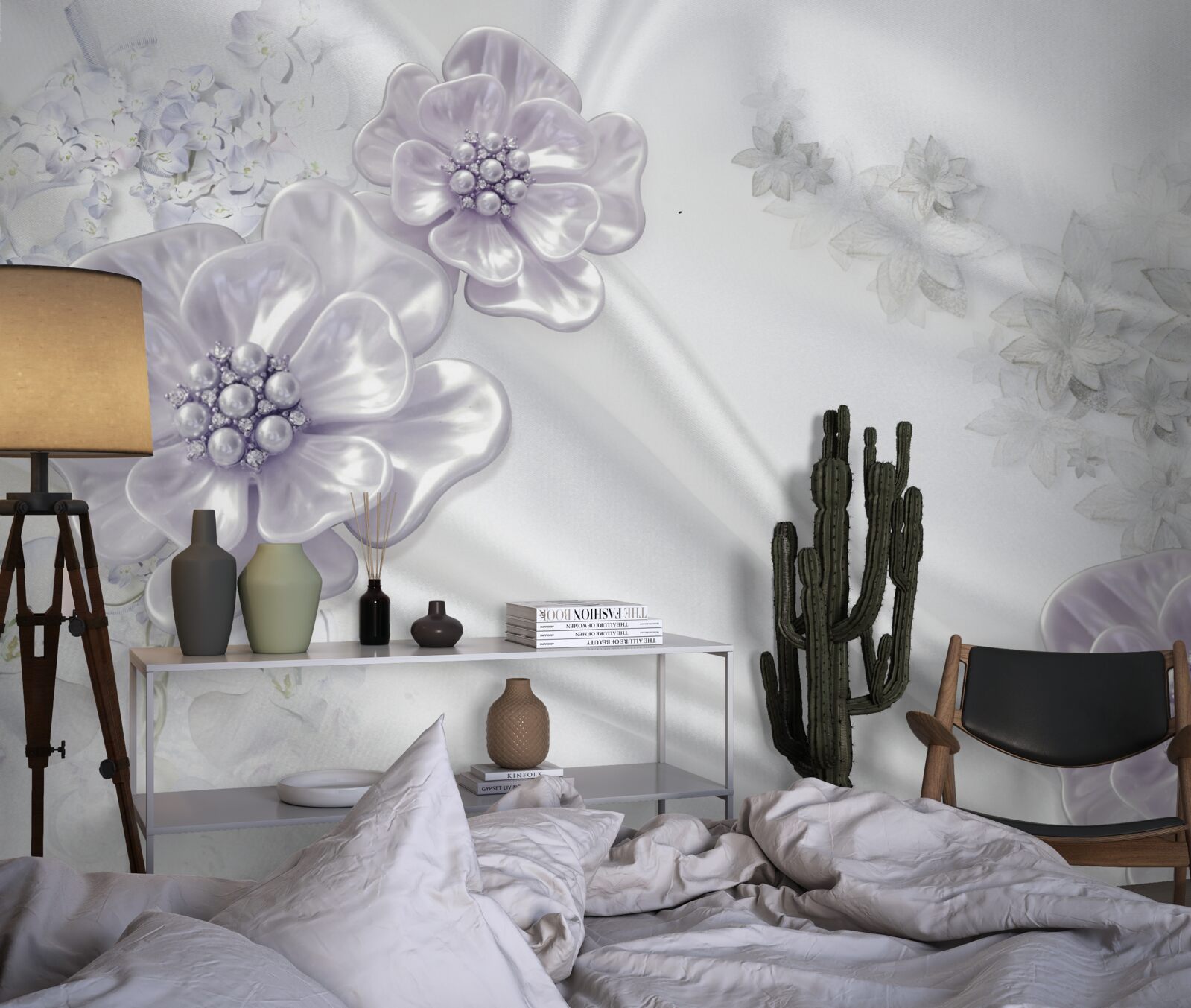 Fotobehang de zijde heeft prachtige lila bloemen