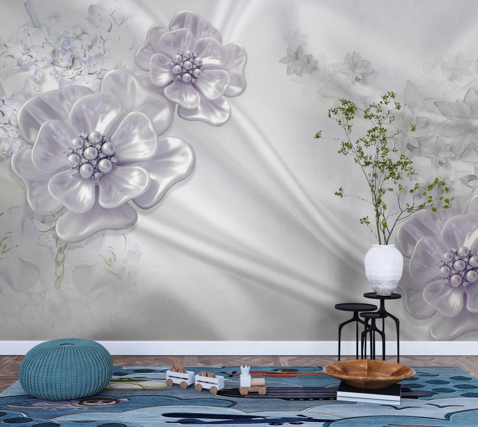 Fotobehang de zijde heeft prachtige lila bloemen