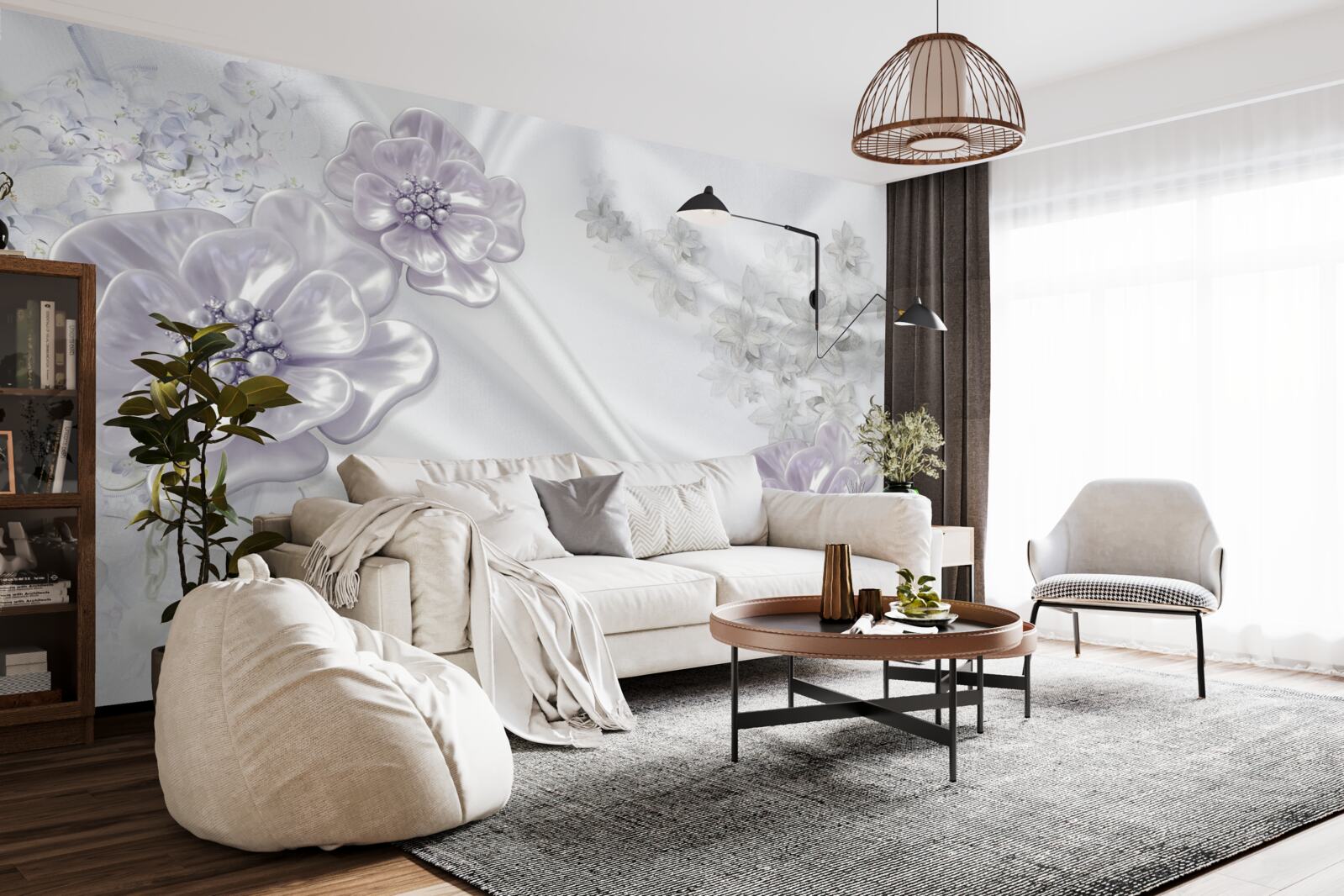 Fotobehang de zijde heeft prachtige lila bloemen