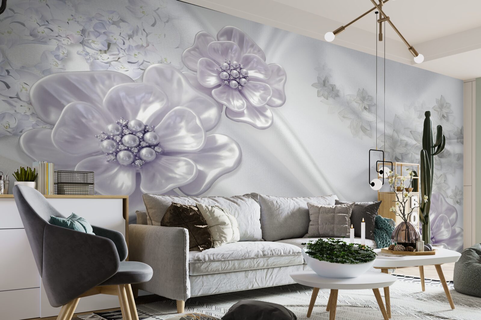 Fotobehang de zijde heeft prachtige lila bloemen