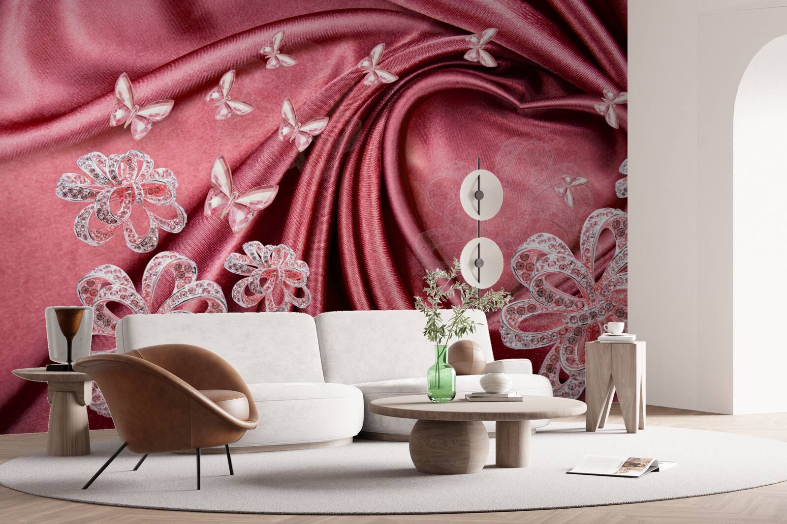 Fotobehang bloemdecoraties op zijde