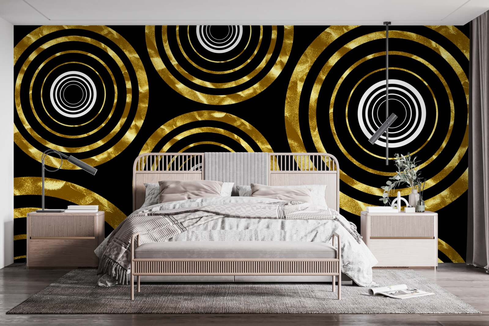 Fotobehang ringen van goud met een wit hart