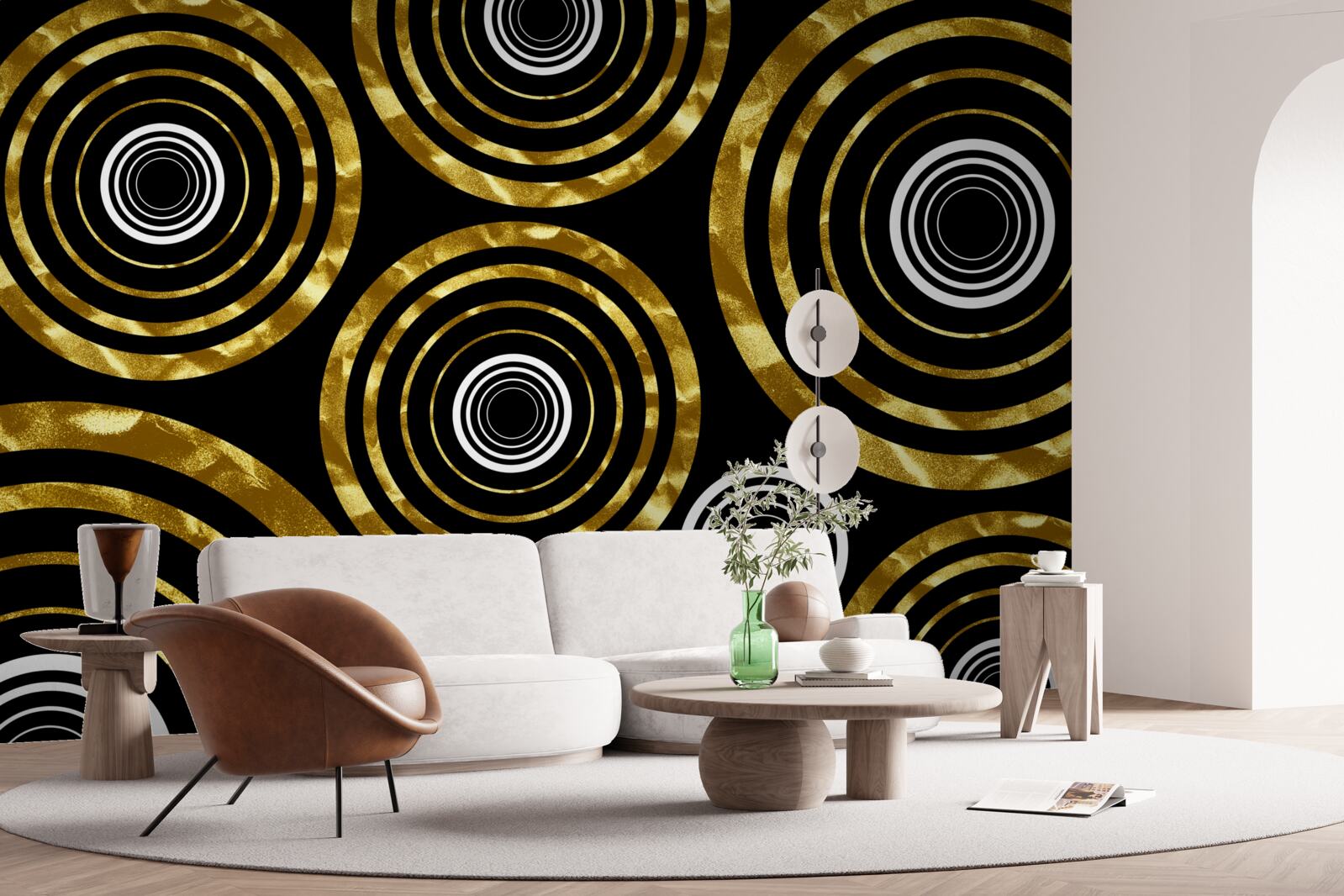 Fotobehang ringen van goud met een wit hart