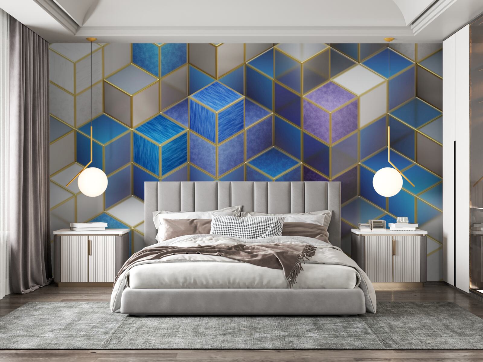 Fotobehang verzameling kubussen in verschillende kleuren