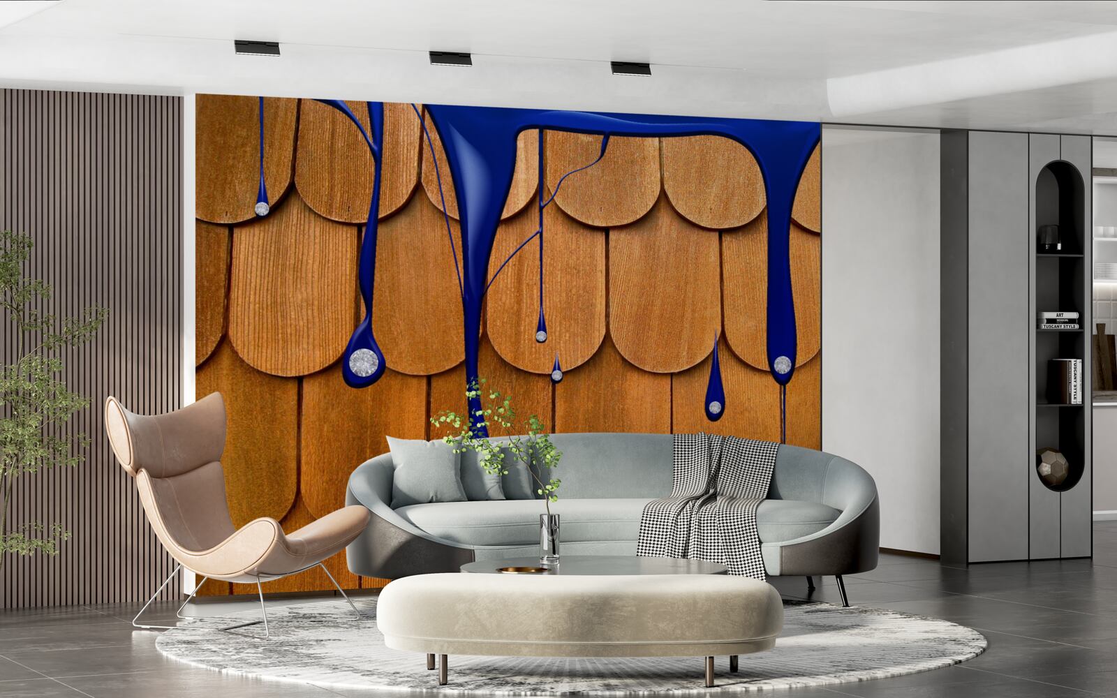 Fotobehang het bruine dak is blauw