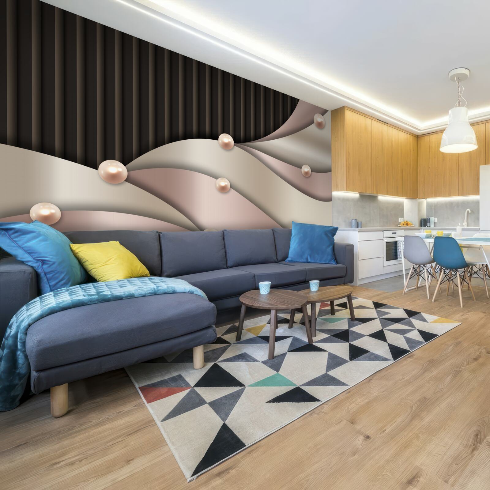 Fotobehang abstracte gouden parels op zijde