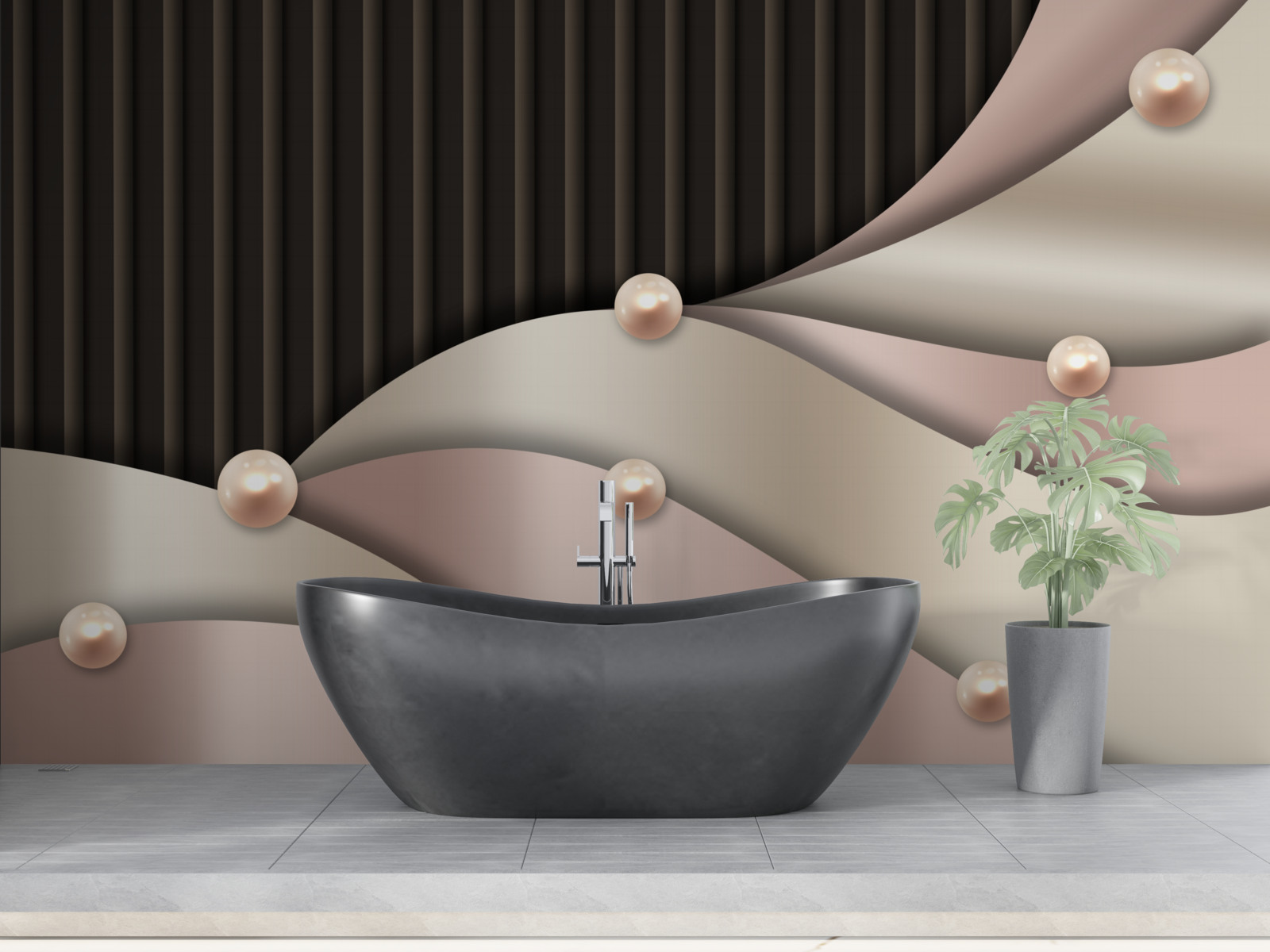 Fotobehang abstracte gouden parels op zijde