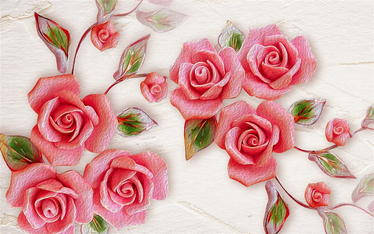 Fotobehang een roze theeroos bloeit op een tak