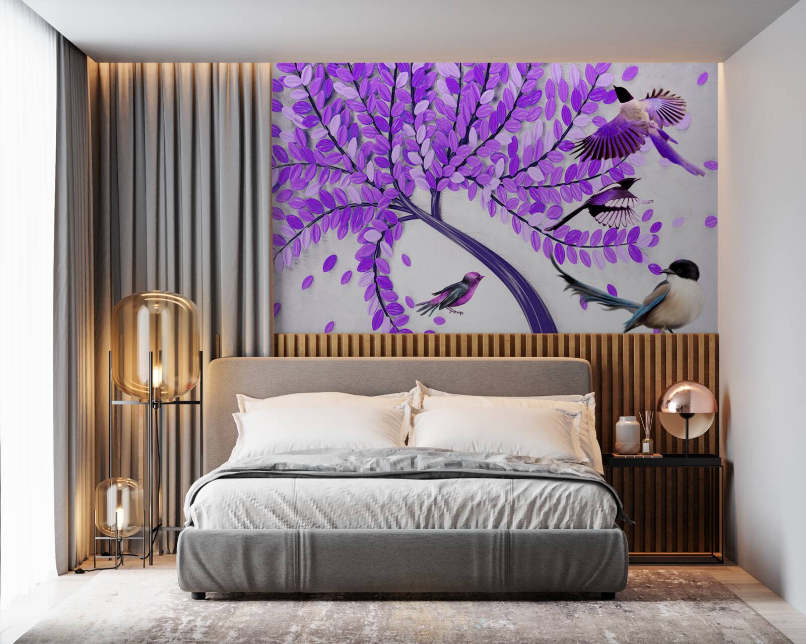 Fotobehang Levende seringbloemen en winterveren
