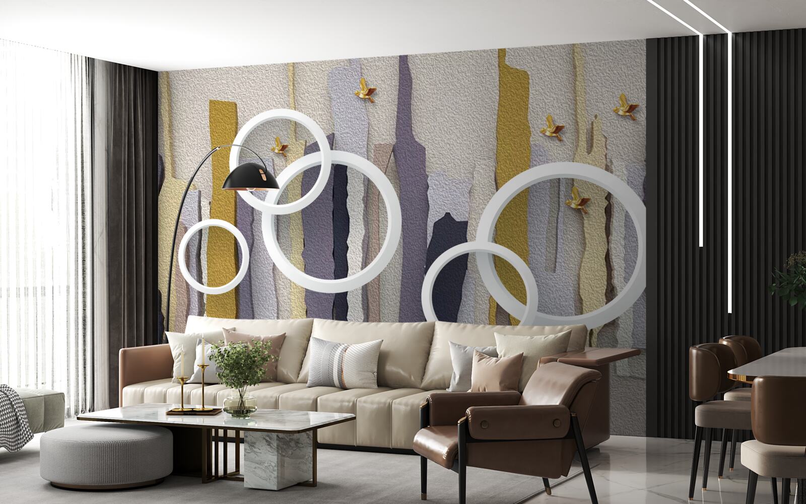Fotobehang abstracte achtergrond met witte cirkels